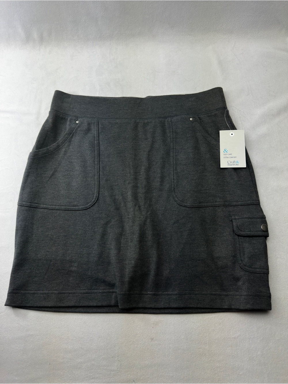 Croft & Barrow Mini Skirt The Extra Soft Skort Small Dark Gray Cargo Pockets